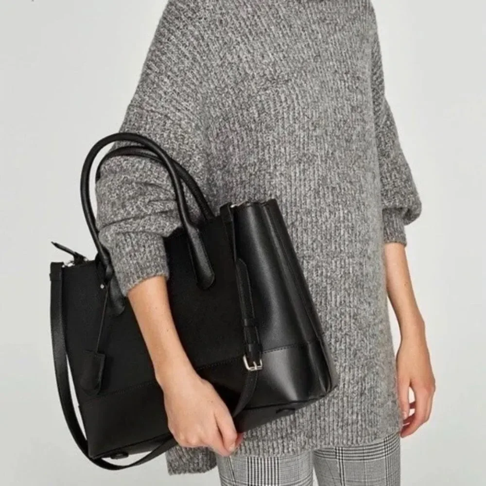 Zara Zipper City Laptop Bag Gold Hardware